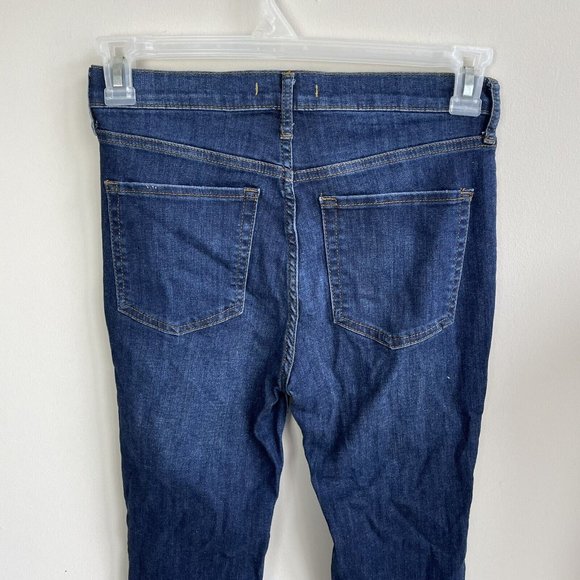 Free People Women's Size 28 Dark Wash Distressed High Rise Skinny Jeans Stretch - Picture 4 of 7